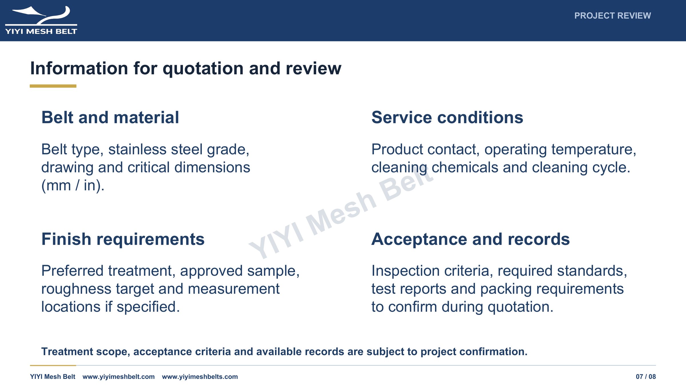 YIYI Mesh Belt Stainless Steel Conveyor Belts Surface Treatment Guide page 7