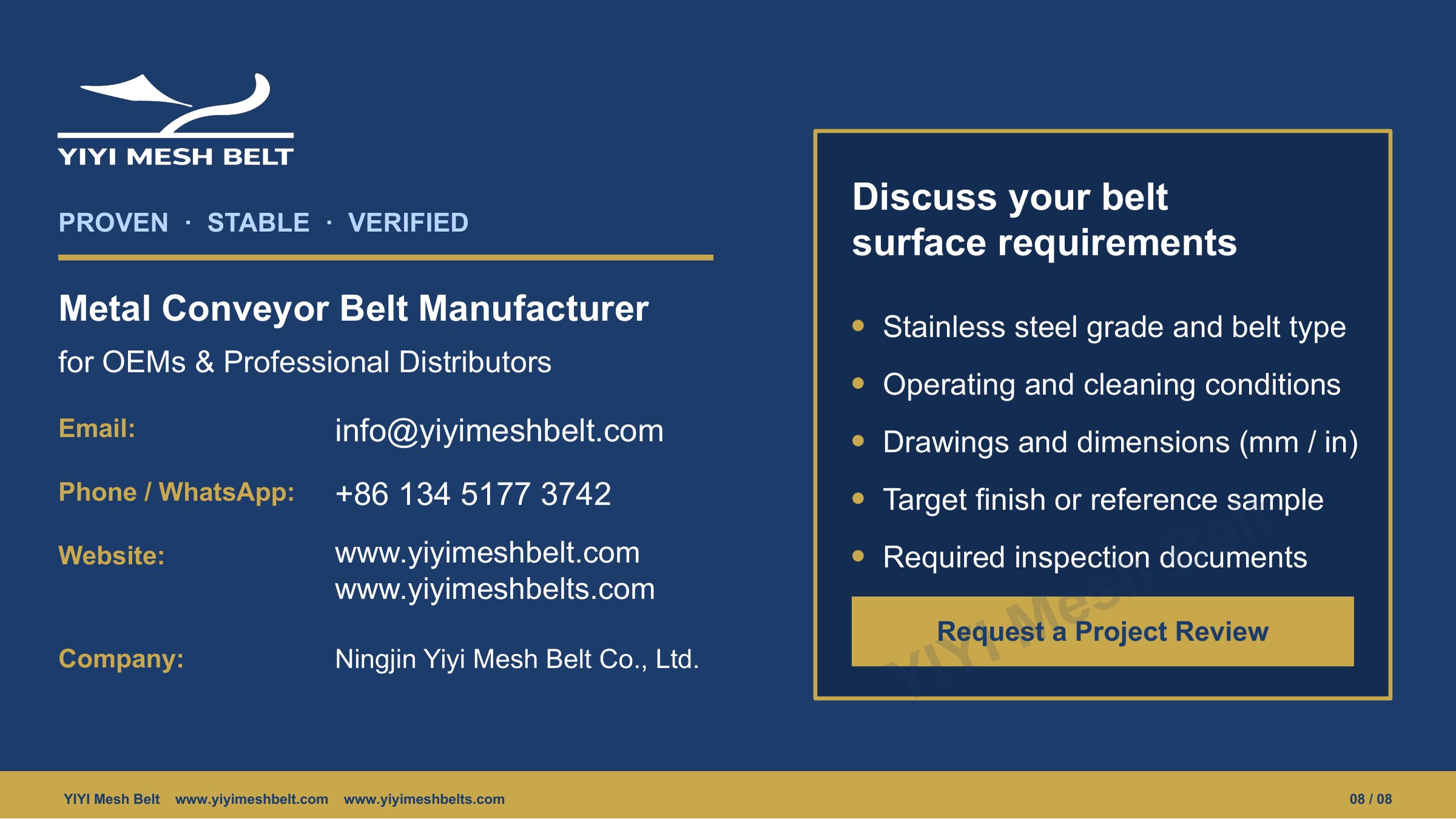 YIYI Mesh Belt Stainless Steel Conveyor Belts Surface Treatment Guide page 8