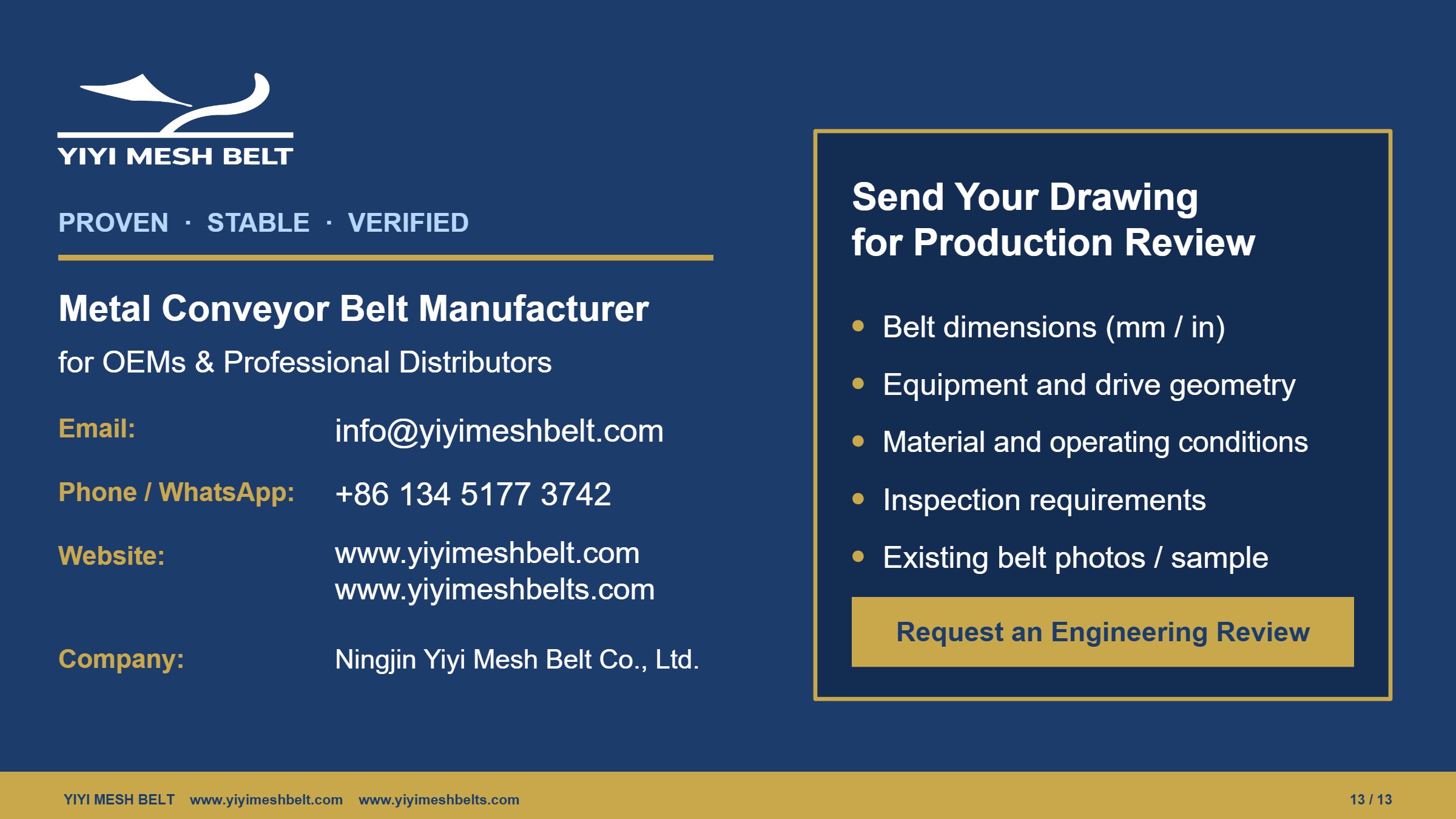 YIYI Mesh Belt Trapezoidal Mesh Belt Production and Quality Control page 13
