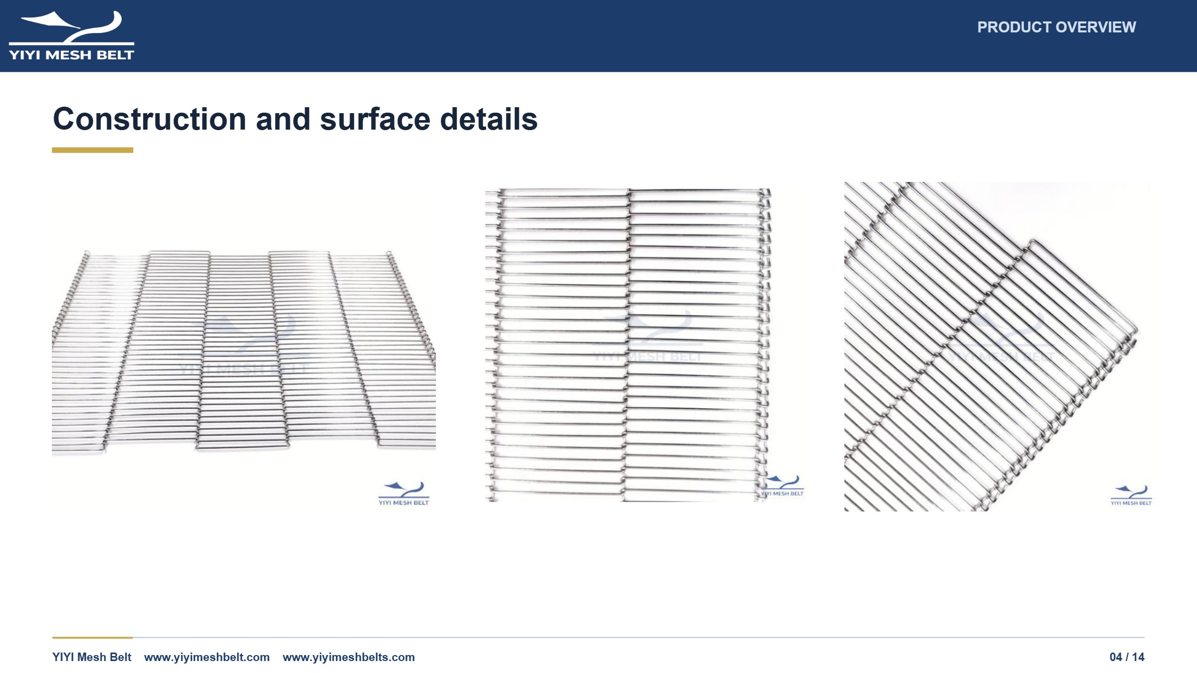 YIYI Mesh Belt Trapezoidal Mesh Belt Technical Specification page 4
